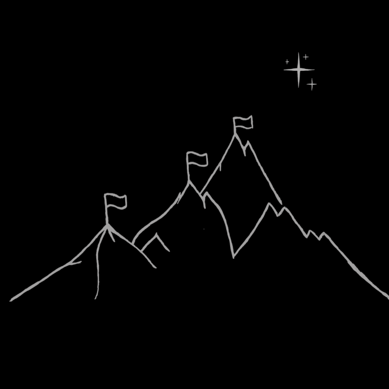 Titelbild Rising & Leading Berge mit Gipfelkreuzen als Ziele Titelbild Rising & Leading Skizze von Bergen mit Gipfelkreuzen als Ziele